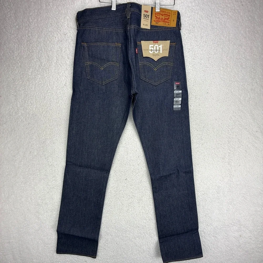 Levis 501 Original Shrink-To-Fit Jeans Mens 31x34 Rigid Indigo Blue 00501-0000